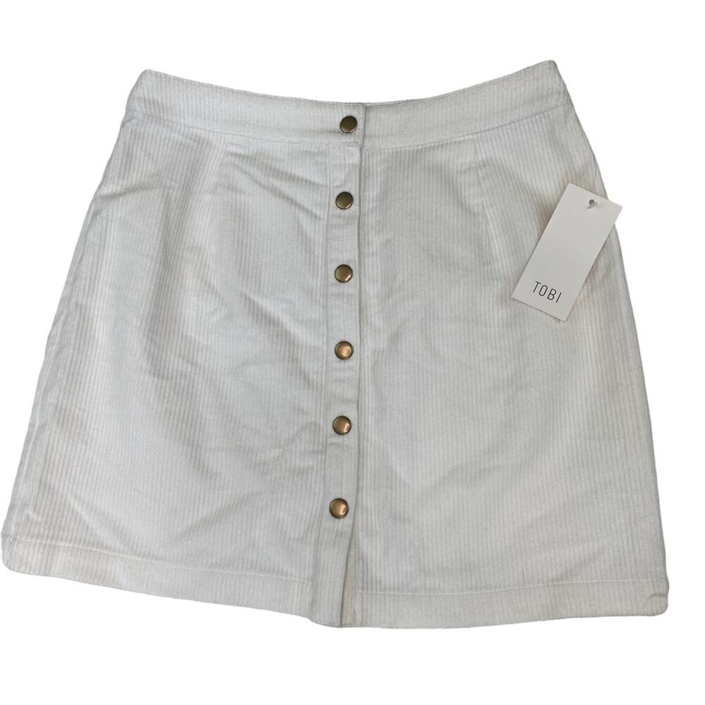 Tobi‎ Women's Corduroy Mini Skirt Winter White Size M NWT